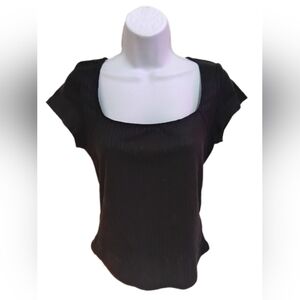 Women's Black Ribbed Top